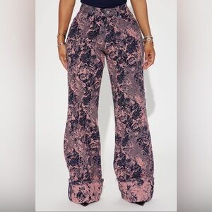 Fashion Nova pink whats on your mind jacquard baggy jeans
